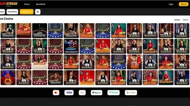HotStreak live casino banner with dealer table games