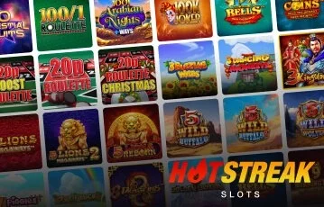 HotStreak online slots banner with reels and bonus games